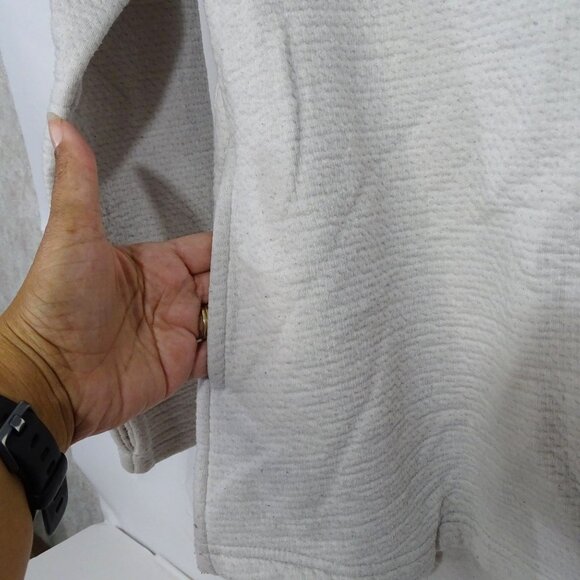 LL Bean PrimaLoft Mock Neck Textured Shirt Women Size M Off-White Cream Layering - Picture 4 of 11